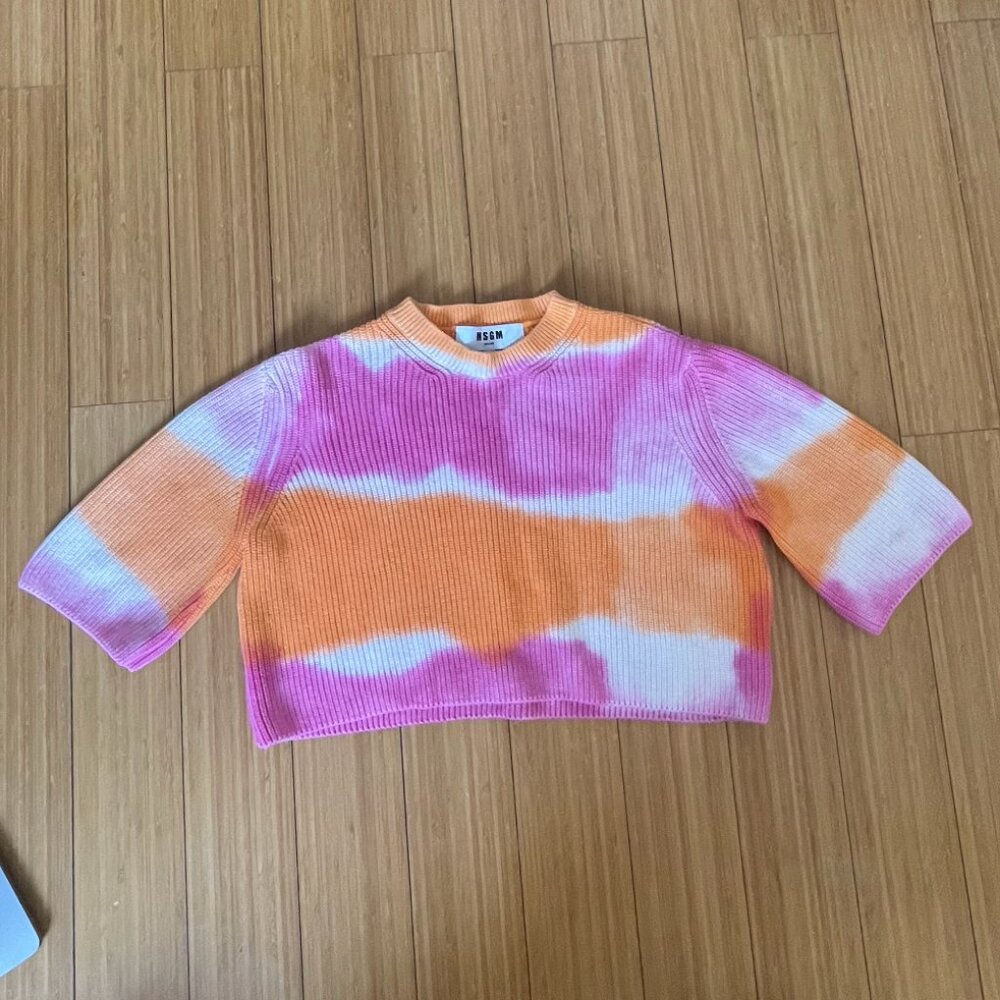 MSGM Tie-Dye Crop Knit Top